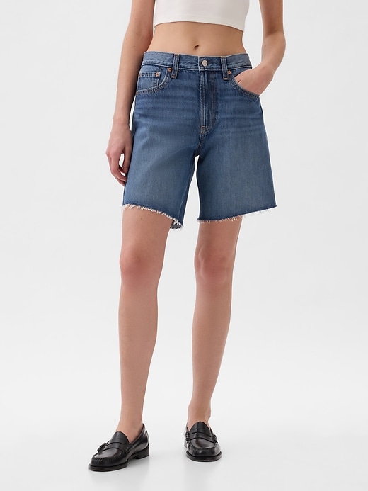 Image number 2 showing, 8" Mid Rise '90s Loose Denim Bermuda Shorts