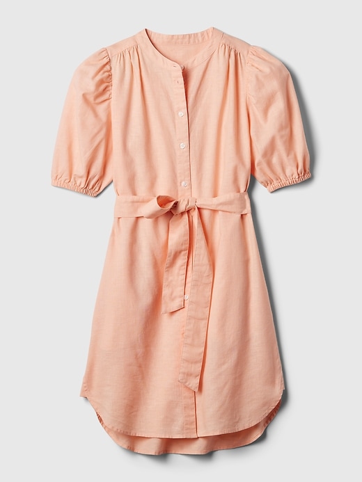 Image number 6 showing, Linen-Cotton Puff Sleeve Mini Shirtdress