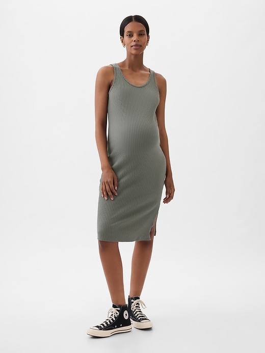 Image number 1 showing, Maternity Rib Midi Tank Dress