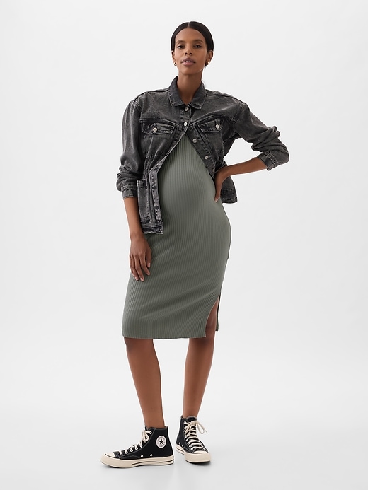 Image number 3 showing, Maternity Rib Midi Tank Dress