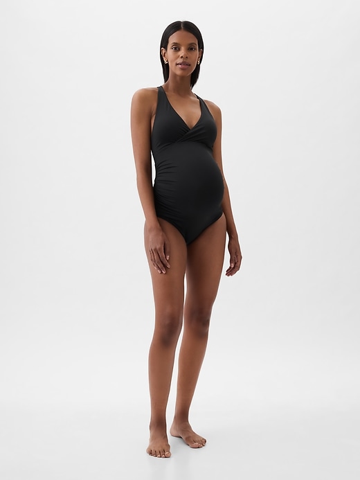 Image number 3 showing, Maternity Wrap V-Neck One-Piece Swimsuit