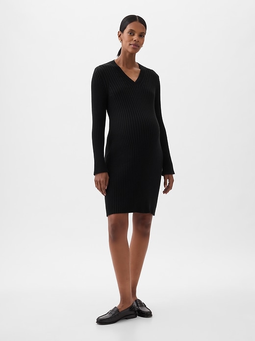 Image number 1 showing, Maternity Rib Mini Sweater Dress