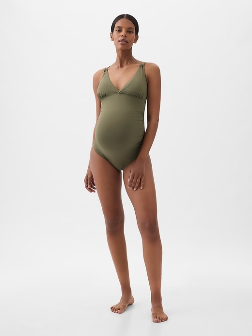 Tofern Maternity Swimsuit One Piece V Neck Pregnancy Swimwear