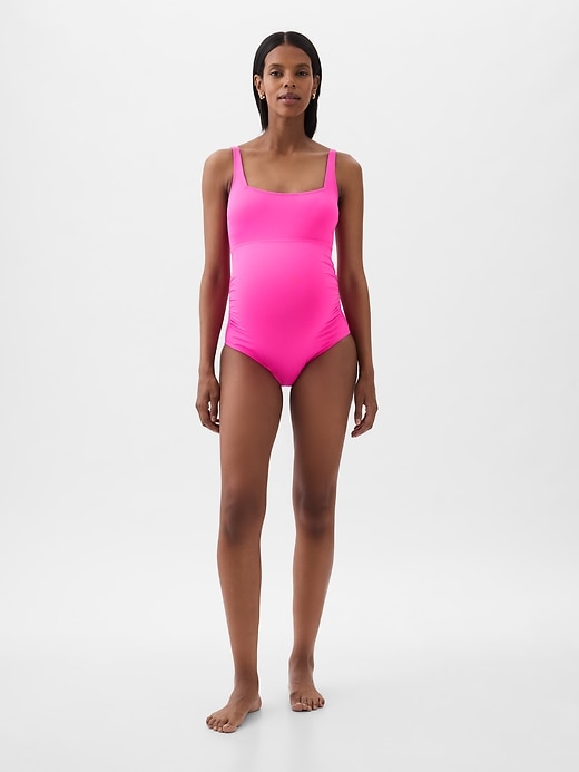 View large product image 1 of 1. Maternity Square Neck One-Piece Swimsuit