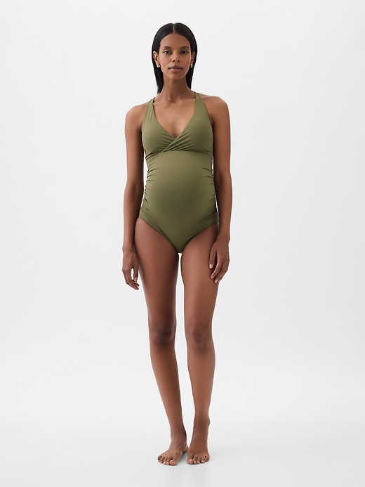 Image number 5 showing, Maternity Wrap V-Neck One-Piece Swimsuit