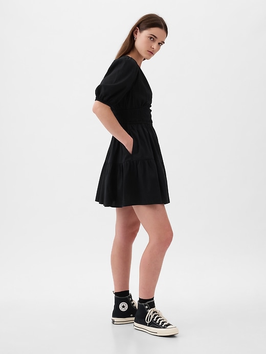 Image number 3 showing, Puff Sleeve Smocked Mini Dress