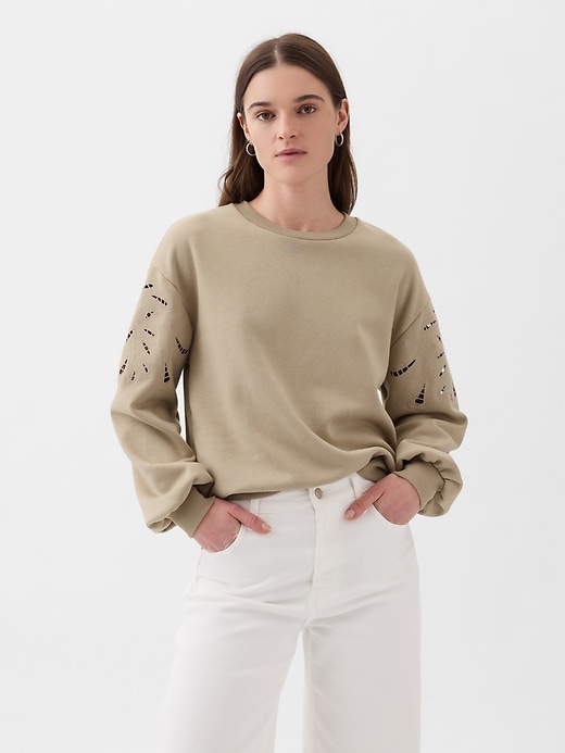 Image number 1 showing, Vintage Soft Eyelet Sleeve Sweatshirt