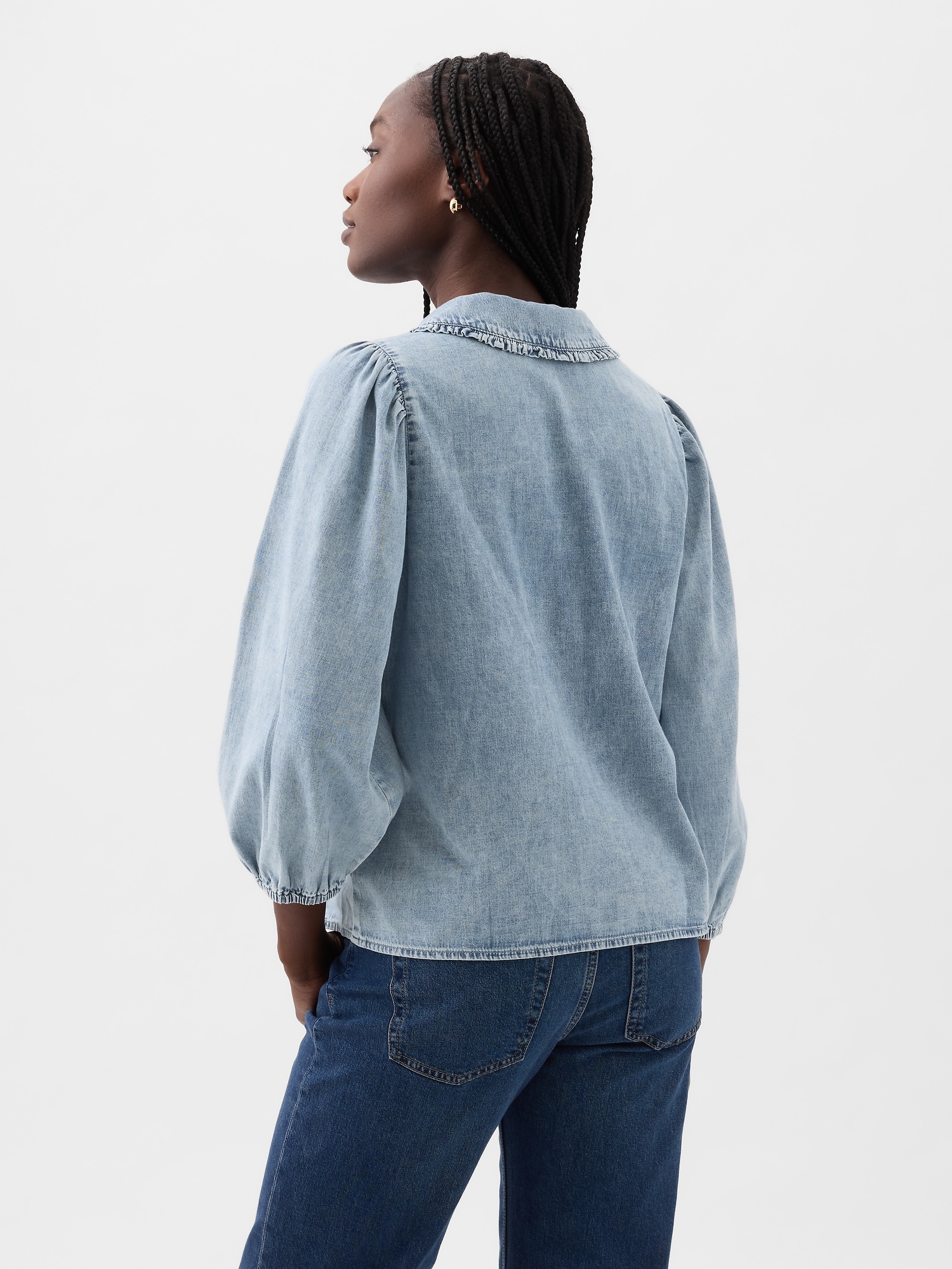 Round Collar Denim Shirt | Gap