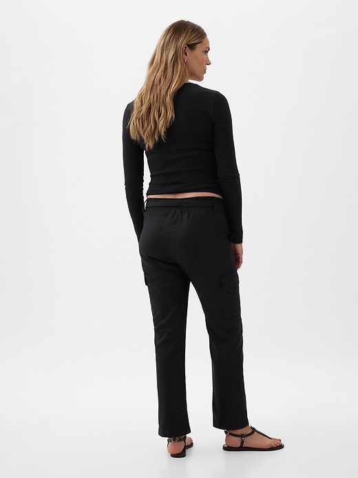 Image number 2 showing, Maternity Under Belly Linen-Cotton Cargo Pants