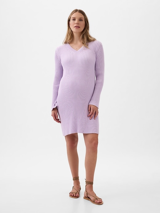 Image number 5 showing, Maternity Rib Mini Sweater Dress