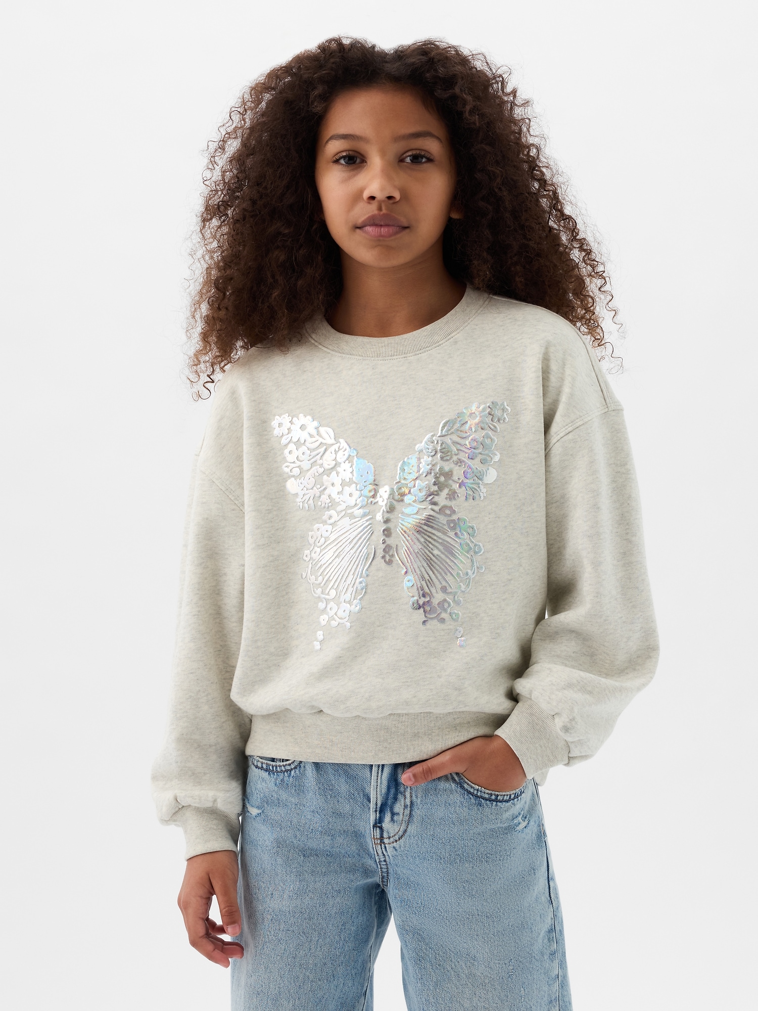 Graphic Blended Fabric Regular Fit Girls Sweatshirt