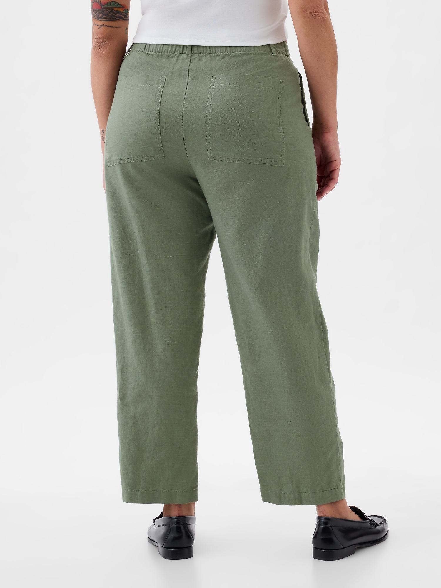 High Rise Linen-Cotton Pull-On Pants | Gap