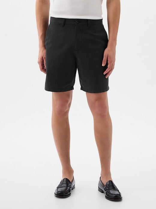 Image number 2 showing, 8" Linen-Cotton Shorts