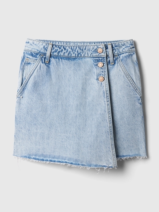 L'image numéro 4 présente Jupe-short portefeuille en denim