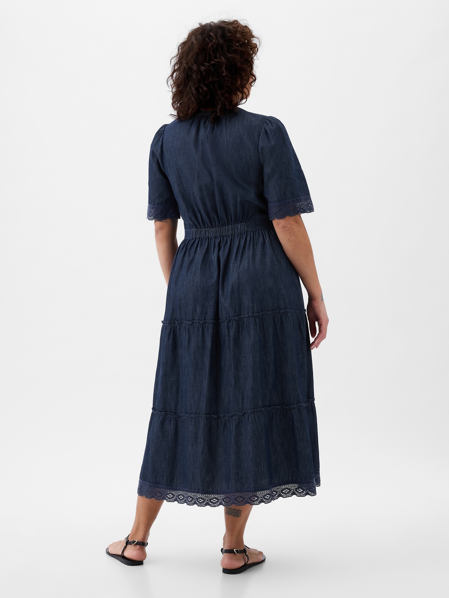 Women's Denim Midi-Length Over-The-Knee Casual Salopette Dress