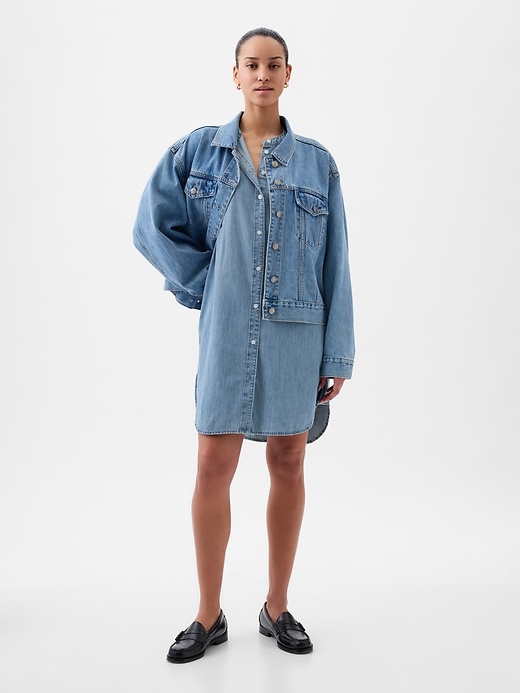 Image number 3 showing, Puff Sleeve Denim Mini Dress