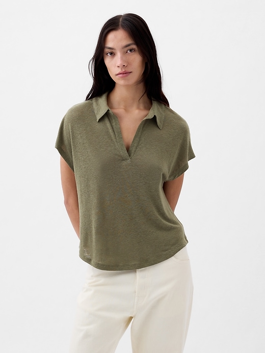 Image number 1 showing, Linen-Blend Polo Shirt