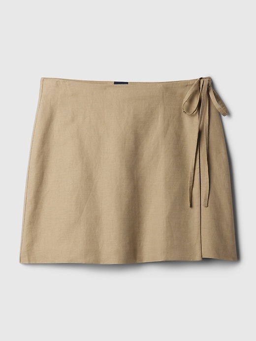 Image number 7 showing, Linen-Cotton Wrap Mini Skirt