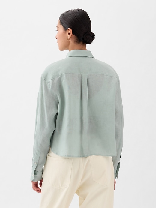 Image number 2 showing, 100% Linen Cropped Shirt