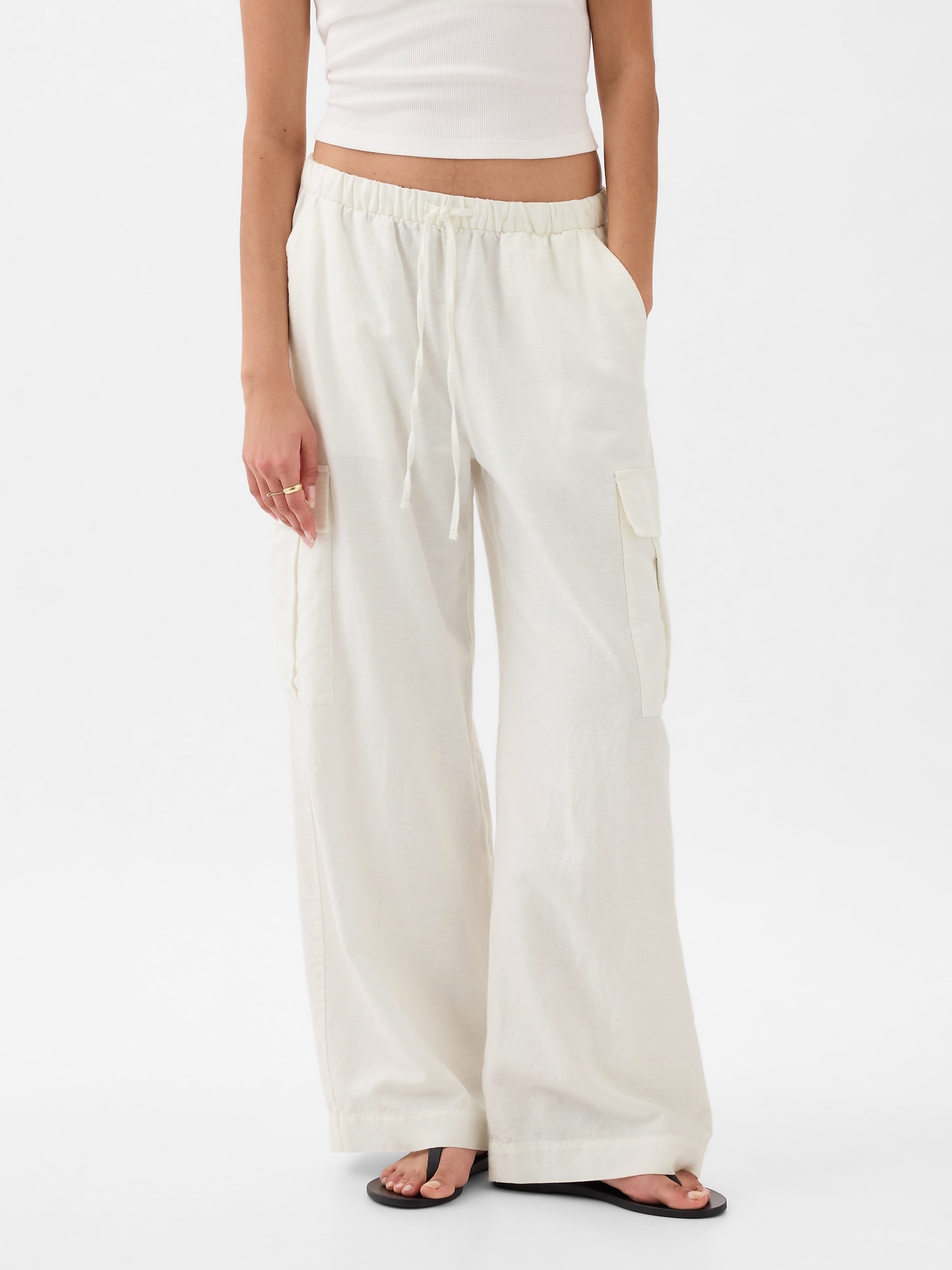 Women's Cotton Linen Look Long Lounge Pants Summer Beach Drawstring Loose  Fit Casual Trousers Plus Size