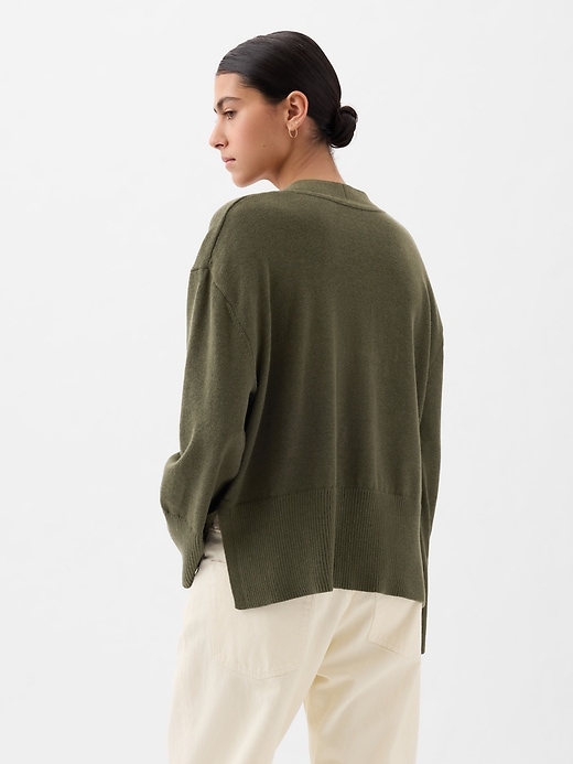 Image number 2 showing, 24/7 Split-Hem Linen-Blend Oversized Cardigan