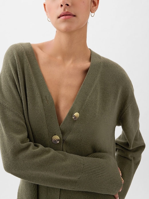 Image number 4 showing, 24/7 Split-Hem Linen-Blend Oversized Cardigan