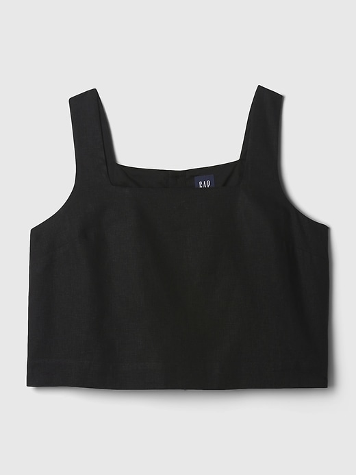 Image number 6 showing, Linen-Blend Button-Back Cropped Tank Top