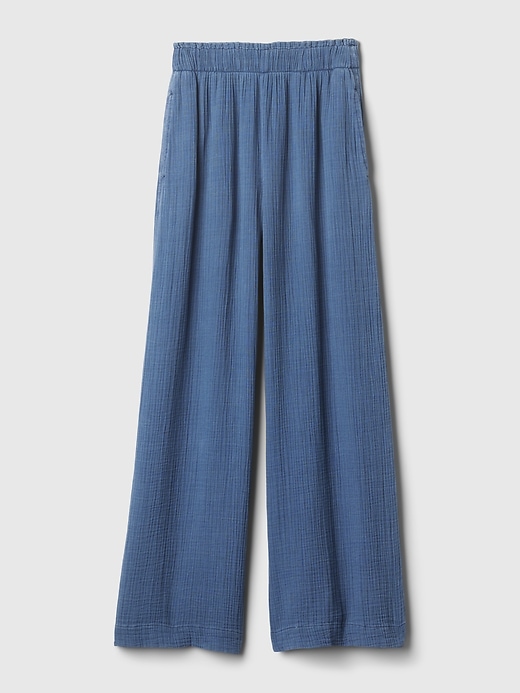 Image number 7 showing, High Rise Crinkle Gauze Wide-Leg Pants