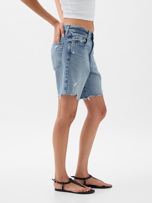 Image number 3 showing, 8" Mid Rise '90s Loose Denim Bermuda Shorts