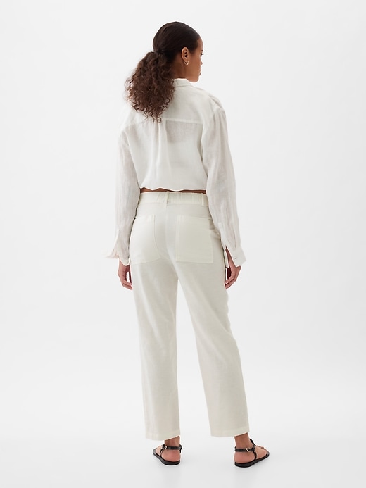 Image number 4 showing, High Rise Linen-Cotton Pull-On Pants