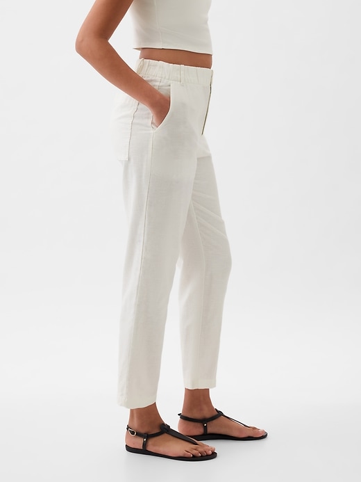 Image number 10 showing, High Rise Linen-Cotton Pull-On Pants