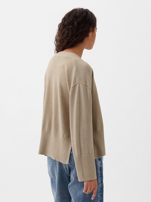 Image number 2 showing, 24/7 Split-Hem Linen-Blend Oversized Cardigan