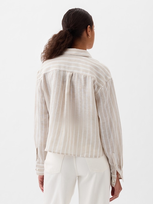 Image number 2 showing, 100% Linen Cropped Shirt