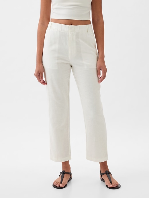 Image number 2 showing, High Rise Linen-Cotton Pull-On Pants