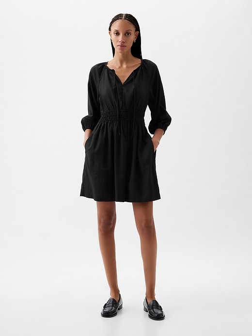 Image number 1 showing, Linen-Blend Mini Dress