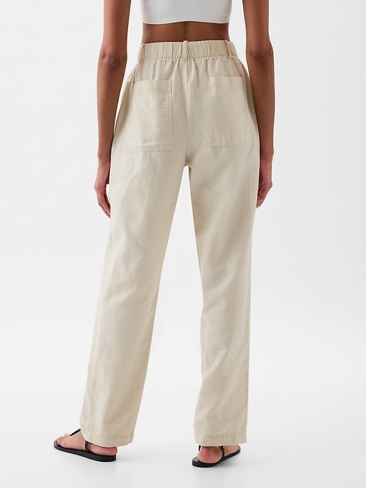 Image number 4 showing, High Rise Linen-Cotton Pull-On Pants