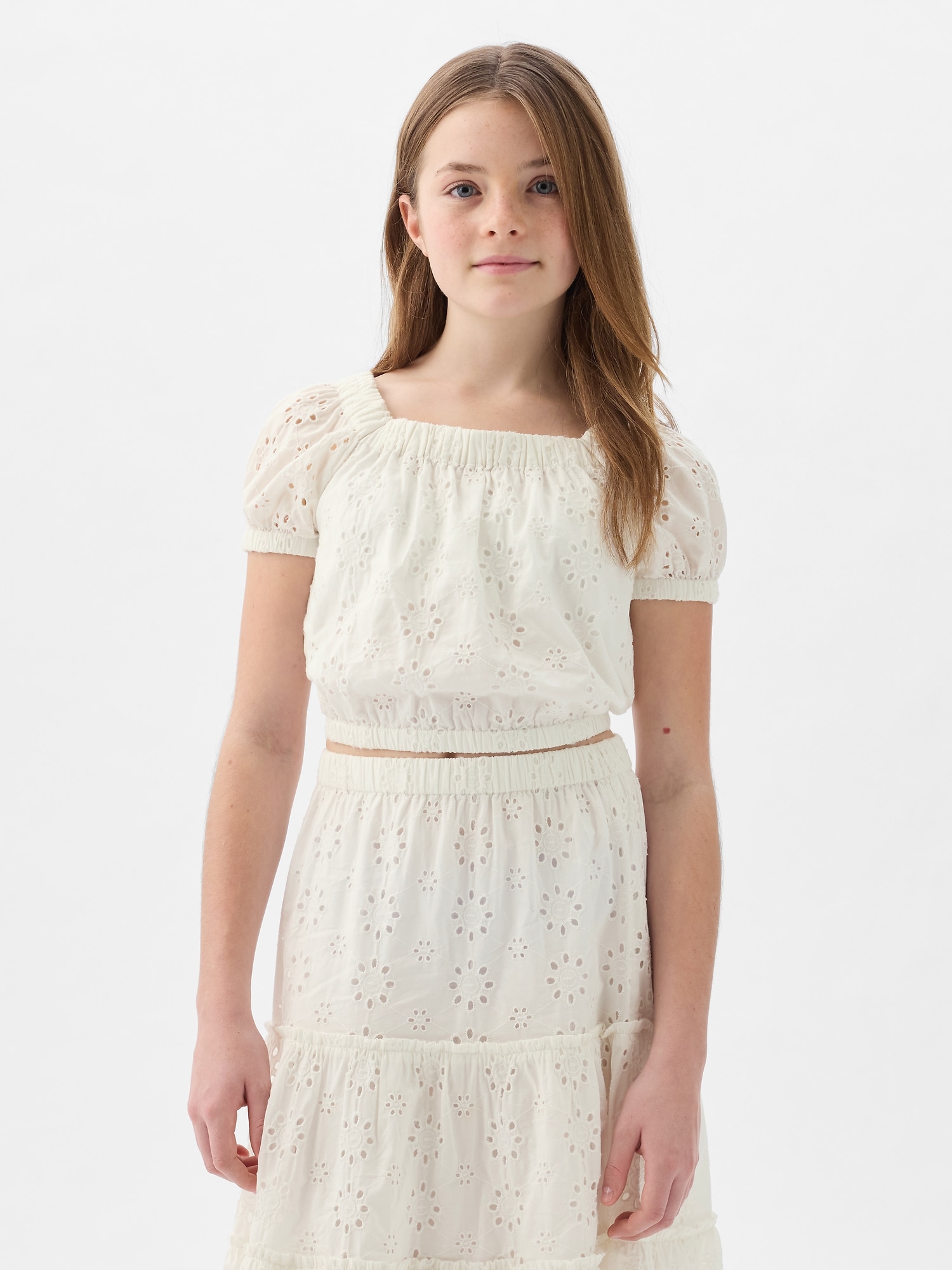 Kids Puff Sleeve Top - White