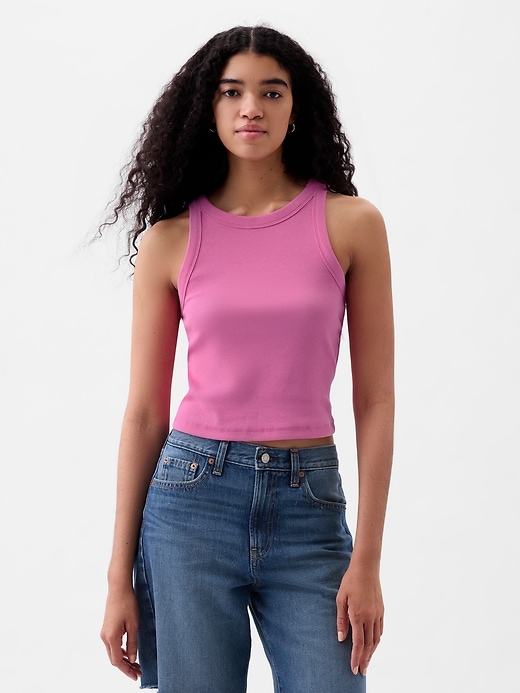 Image number 1 showing, Modern Rib Cropped Halter Top