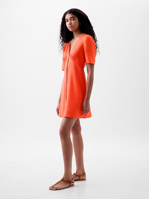 Image number 3 showing, Linen-Blend Button Mini Dress