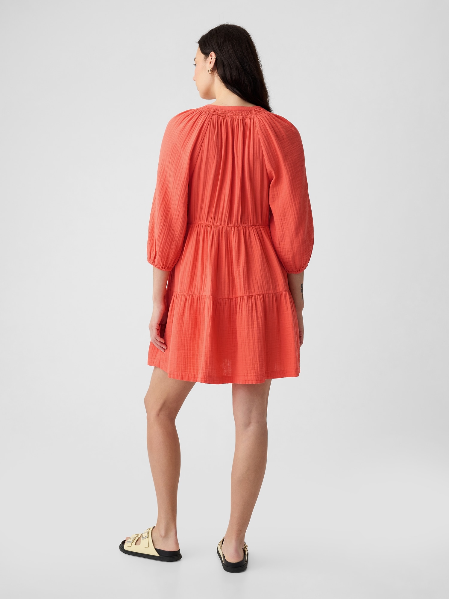 Crinkle Gauze Tiered Mini Dress | Gap