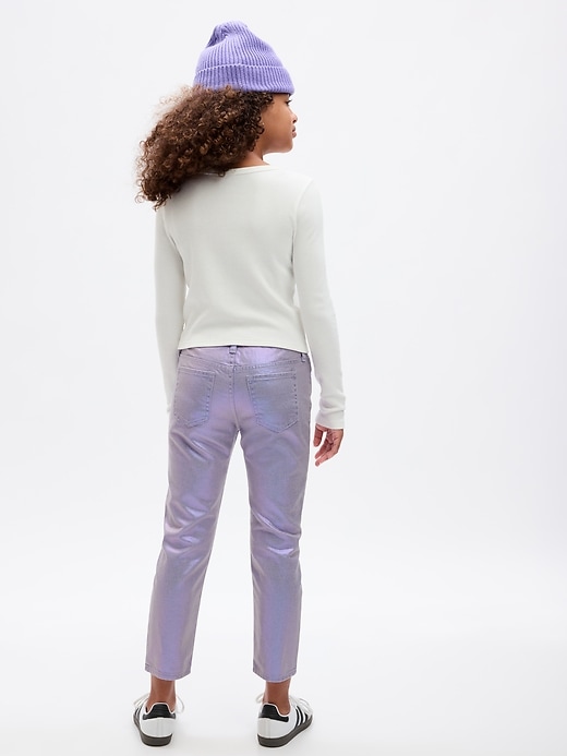 Image number 2 showing, Kids Mid Rise Metallic Coated Denim Girlfriend Jeans