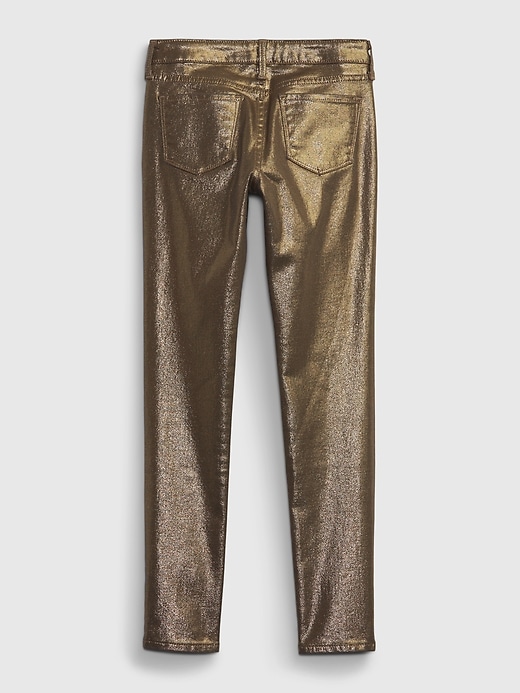 Image number 4 showing, Kids High Rise Metallic Foil Skinny Jeans