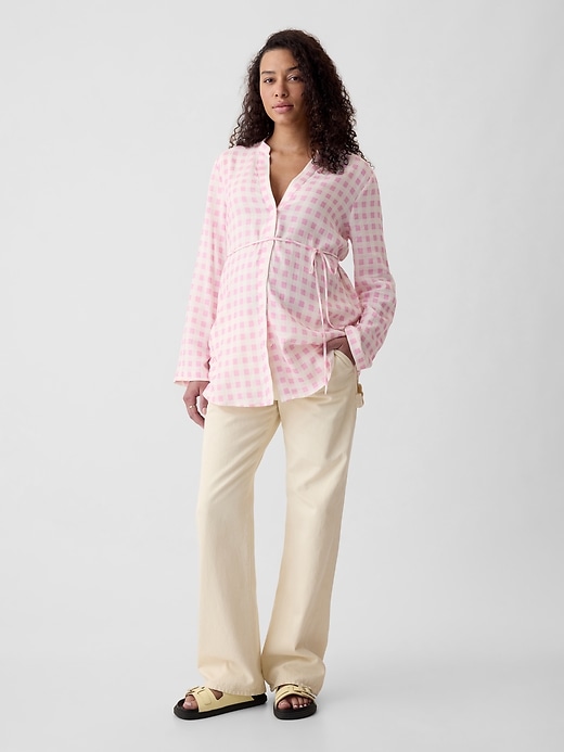 Image number 1 showing, Maternity Linen-Blend Shirt