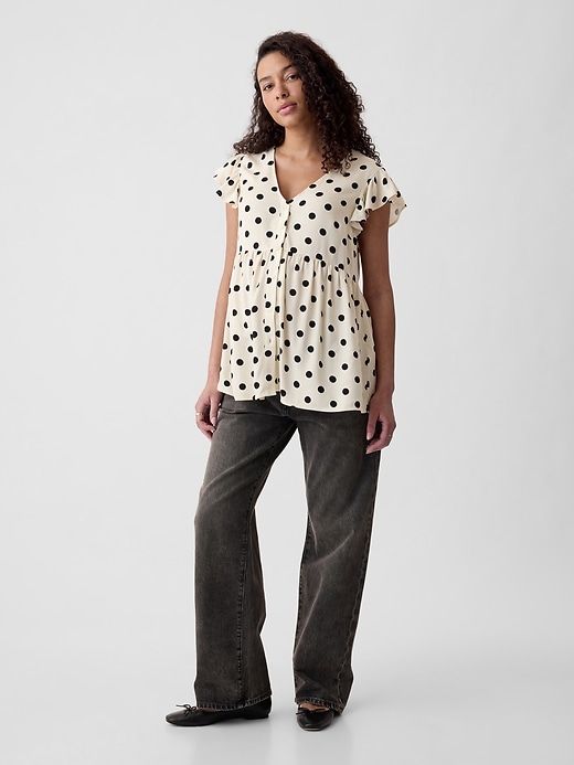 Image number 1 showing, Maternity Flutter Sleeve Shirt