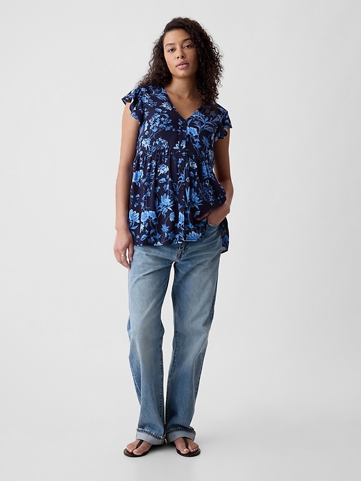 Image number 1 showing, Maternity Flutter Sleeve Shirt