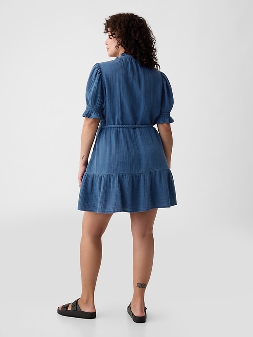 Image number 6 showing, Crinkle Gauze Denim Mini Dress