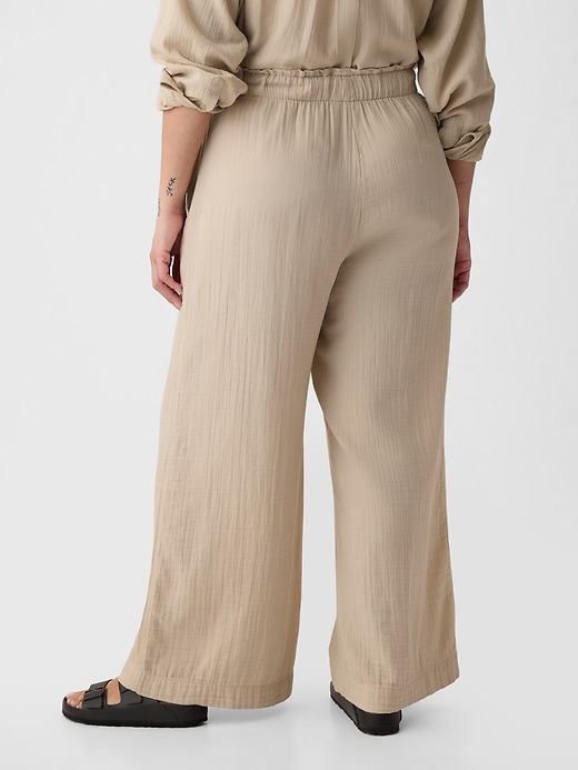 Image number 6 showing, Mid Rise Crinkle Gauze Wide-Leg Pants