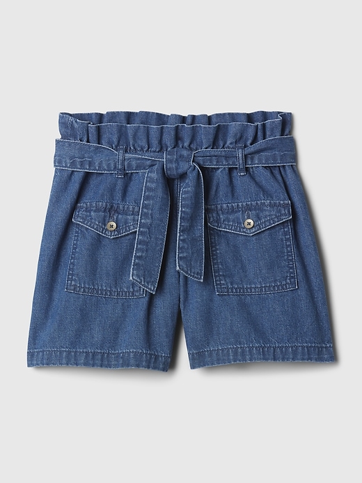 Image number 4 showing, Kids High Rise Paperbag Denim Shorts