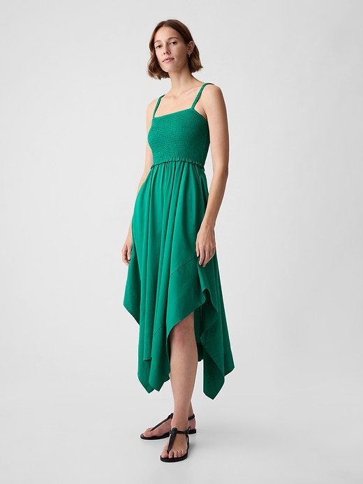 Image number 3 showing, Smocked Handkerchief Hem Midi Dress