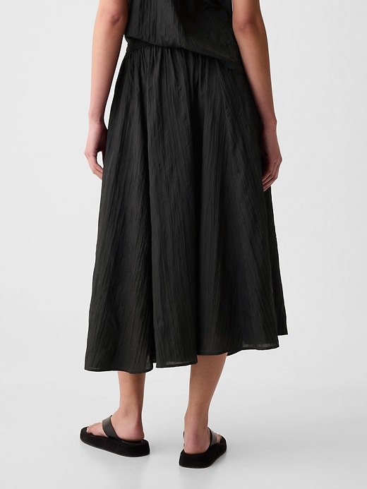 Textured Crinkle Pull On Midi Skirt